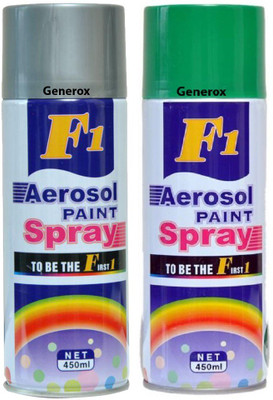 Generox F1 Multipurpose Touchup Aerosol Spray Paint Green + Silver Set of 2 Multicolor Spray Paint 450 ml(Pack of 2)
Generox F1 Multipurpose Touchup Aerosol Spray Paint Green + Silver Set of 2 Multicolor Spray Paint 450 ml(Pack of 2)
