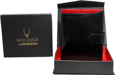wild zarza london Men Black Genuine Leather Wallet(16 Card Slots)