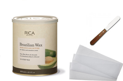 Rica Brazilian With Avocado Butter Liposoluble wax For sensitive Skin 800 ml + Waxing Strips + Spatula(Set of 3)
Rica Brazilian With Avocado Butter Liposoluble wax For sensitive Skin 800 ml + Waxing Strips + Spatula(Set of 3)