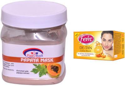 Pink Root Papaya Mask 500ml and FEM DE-TAN Crème Bleach(Set of 2)