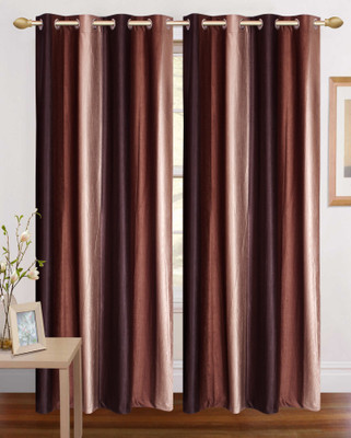 Wonder Fab 274.32 cm (9 ft) Polyester Long Door Curtain (Pack Of 2)(Printed, Brown)