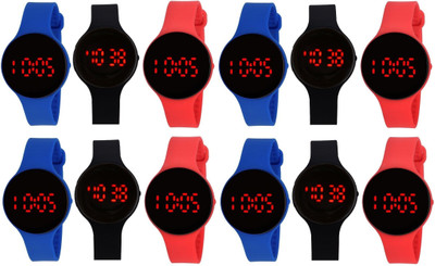 Pappi Boss Pack of 12 LED Bracelet Band Watch - For Boys & Girls