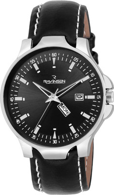Ravinson R3803SL01D New Day and Date Black Dial Black Leather Strap Casual Analog Wrist Watch - For Men
Ravinson R3803SL01D New Day and Date Black Dial Black Leather Strap Casual Analog Wrist Watch - For Men