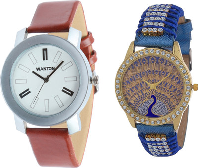 Wanton SP-3 K-blue leather diamond studded fancy peacock watch with coper brown strap Silver bare dial professional watch for couple men and women Watch - For Boys & Girls
Wanton SP-3 K-blue leather diamond studded fancy peacock watch with coper brown strap Silver bare dial professional watch for couple men and women Watch - For Boys & Girls