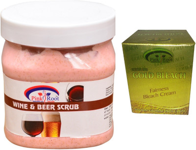 Pink Root Gold Bleach 50g, Wine & Beer Scrub 500ml(Set of 2)