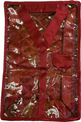 Addyz Designer High Quality Latest Stylish Satin Shirt Cover with Front Transparent Storage Bag Garment Cover(Maroon)