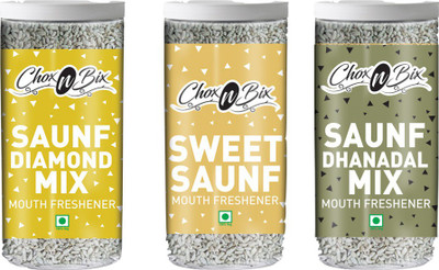 Chox N Bix Sweet Diamond Dhanadal Saunf Mix Menthol, Melon Seeds, Corainder, Fennel Mouth Freshener(Pack of 3)
Chox N Bix Sweet Diamond Dhanadal Saunf Mix Menthol, Melon Seeds, Corainder, Fennel Mouth Freshener(Pack of 3)