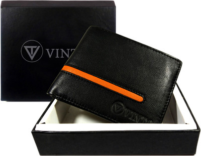 Vinto Boys Black Genuine Leather Wallet(4 Card Slots)