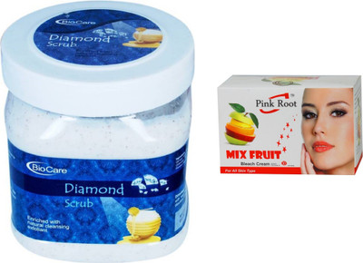 Pink Root Mix Fruit Bleach 50g and Biocare Diamond Scrub 500ml(Set of 2)