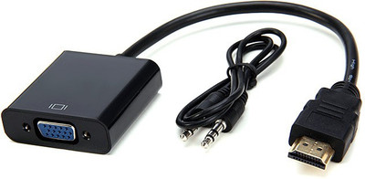 Microware 1080p HDMI Male to VGA Female Video Converter Adapter Cable HDMI Cable(Compatible with Computer, Black)