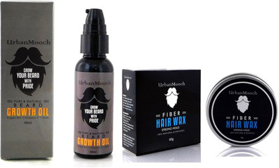 UrbanMooch BEARD GROWTH OIL WITH FIBER HAIR WAX CAMBO 50+60 ML Hair Oil(110 g)
