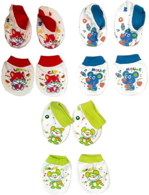 Baby Bucket Mittens and Booties 3 Pair set(Multicolor)