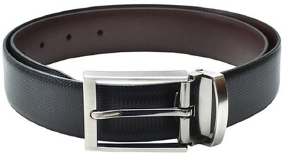 Elegant Men Black Texas Leatherite Reversible Belt