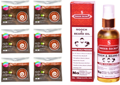 Godrej 6 SACHET NATURAL BROWN NO. 4 with PURE COLD PRESSED SHEER SECRET MOOCH AND BEARD OIL 100 ML(Set of 2)
Godrej 6 SACHET NATURAL BROWN NO. 4 with PURE COLD PRESSED SHEER SECRET MOOCH AND BEARD OIL 100 ML(Set of 2)
