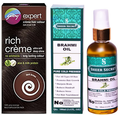 Godrej BOX DARK BROWN NO. 4.06 with PURE COLD PRESSED SHEER SECRET BRAHMI OIL 100 ML(Set of 2)
Godrej BOX DARK BROWN NO. 4.06 with PURE COLD PRESSED SHEER SECRET BRAHMI OIL 100 ML(Set of 2)