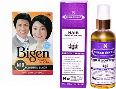 Bigen ORIENTAL BLACK N10 with PURE COLD PRESSED SHEER SECRET HAIR BOOSTER OIL 100 ML(Set of 2)
Bigen ORIENTAL BLACK N10 with PURE COLD PRESSED SHEER SECRET HAIR BOOSTER OIL 100 ML(Set of 2)