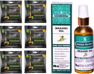 Garnier 6 SACHET DEEP BLACK NO. 1 with PURE COLD PRESSED SHEER SECRET BRAHMI OIL 100 ML(Set of 2)
Garnier 6 SACHET DEEP BLACK NO. 1 with PURE COLD PRESSED SHEER SECRET BRAHMI OIL 100 ML(Set of 2)