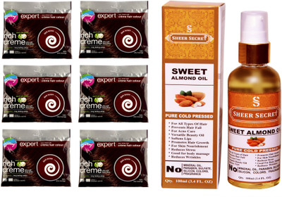 Godrej 6 SACHET DARK BROWN NO. 4.06 with PURE COLD PRESSED SHEER SECRET SWEET ALMOND OIL 100 ML(Set of 2)
Godrej 6 SACHET DARK BROWN NO. 4.06 with PURE COLD PRESSED SHEER SECRET SWEET ALMOND OIL 100 ML(Set of 2)