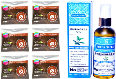 Godrej 6 SACHET NATURAL BROWN NO. 4 with PURE COLD PRESSED SHEER SECRET BHRINGRAJ OIL 100 ML(Set of 2)
Godrej 6 SACHET NATURAL BROWN NO. 4 with PURE COLD PRESSED SHEER SECRET BHRINGRAJ OIL 100 ML(Set of 2)