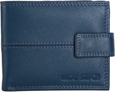 Hidestitch Men Blue Genuine Leather Wallet(4 Card Slots), Blue-08