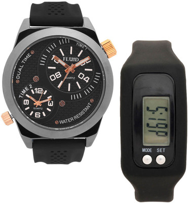 FLUID FDFFL-1138-BK-RG With Digital Band Watch - For Men
