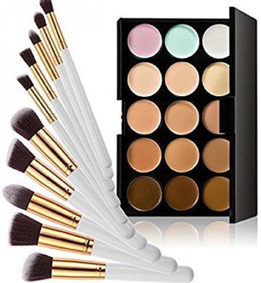 Glamouroui Imported 15-Color Concealer Palette+10Pcs Eyebrow Power Makeup Brush White Gold(Set of 2)
Glamouroui Imported 15-Color Concealer Palette+10Pcs Eyebrow Power Makeup Brush White Gold(Set of 2)
