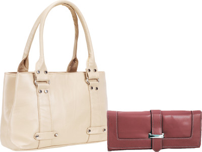 Lady bar Shoulder Bag(Beige, Maroon)