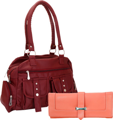 Lady bar Messenger Bag(Maroon, Pink)