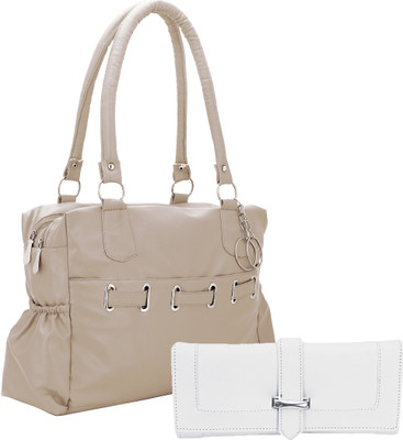Lady bar Shoulder Bag(Grey, White)