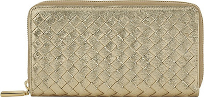 Eske Women Casual, Trendy Gold Genuine Leather Wallet(14 Card Slots), Black