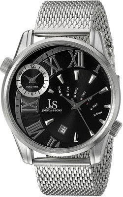 Joshua & Sons Black19452 Joshua & Sons Men's JX112SSB Silver Dual Time Zone Quartz Watch with Black Dial and Silver Mesh Bracelet Watch - For Men
Joshua & Sons Black19452 Joshua & Sons Men's JX112SSB Silver Dual Time Zone Quartz Watch with Black Dial and Silver Mesh Bracelet Watch - For Men