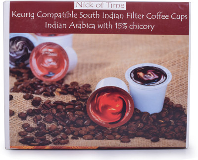 Nick Of Time Keurig Compatible South Indian Filter Arabica Coffee Cups with 15% Chicory (40 counts) Roast & Ground Coffee(200 g, Chikory Flavoured)
Nick Of Time Keurig Compatible South Indian Filter Arabica Coffee Cups with 15% Chicory (40 counts) Roast & Ground Coffee(200 g, Chikory Flavoured)