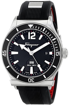Salvatore Ferragamo Black2184 Salvatore Ferragamo Men's FF3100014 FERRAGAMO 1898 SPORT Analog Display Quartz Black Watch Hybrid Watch - For Men