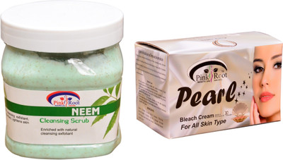 Pink Root Pearl Bleach 250gm, Neem Scrub 500ml(Set of 2)