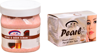 Pink Root Pearl Bleach 250gm, Wine & Beer Scrub 500ml(Set of 2)
