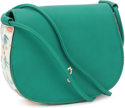 Global Desi Sling Bag(White, Green), Green;white