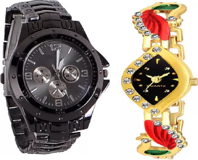 blutech New Generation Couple Combo With Black Dail Party Weddings & Formal & Casual Excellent Combo You Try It Watch - For Men & Women