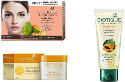 BIOTIQUE BIO Bio Party Glow Facial Kit, Bio Carrot 40+ Spf Sunscreen Ultra Soothing Face Cream, Bio Papaya Exfoliating Face Wash(Set of 3)
BIOTIQUE BIO Bio Party Glow Facial Kit, Bio Carrot 40+ Spf Sunscreen Ultra Soothing Face Cream, Bio Papaya Exfoliating Face Wash(Set of 3)