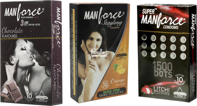 Manforce Chocolate Orange Litchi Combo Condom(Set of 3, 30S)
