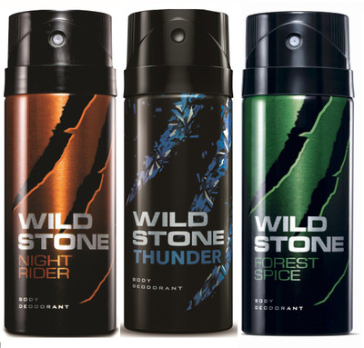 Wild Stone Night Rider, Thunder & Forest Spice Deo Combo Deodorant Spray - For Men(450 ml, Pack of 3)