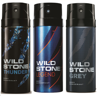 Wild Stone Thunder, Legend & Grey Deo Combo Deodorant Spray - For Men(450 ml, Pack of 3)
Wild Stone Thunder, Legend & Grey Deo Combo Deodorant Spray - For Men(450 ml, Pack of 3)