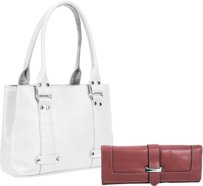 Lady bar Shoulder Bag(White, Maroon), Maroon;white