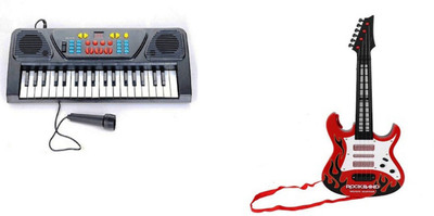 FEMININE STYLE Combo of 37 Key Piano Keyboard Toy with DC Power Option, Recording and Mic with Musical Guitar With Light And Sound for kids (Multi color)(Multicolor)
FEMININE STYLE Combo of 37 Key Piano Keyboard Toy with DC Power Option, Recording and Mic with Musical Guitar With Light And Sound for kids (Multi color)(Multicolor)