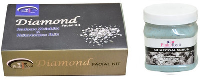 Pink Root Diamond Facial Kit 83g, Charcoal Scrub 500ml(Set of 2)