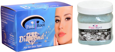 Pink Root Diamond Bleach 250g, Charcoal Scrub 500ml(Set of 2)
