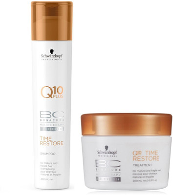 Schwarzkopf BC Bonacure Q10 Plus Time Restore Shampoo (250ml) + Hair Mask (200ml) (Pack of 2)(Set of 2)
Schwarzkopf BC Bonacure Q10 Plus Time Restore Shampoo (250ml) + Hair Mask (200ml) (Pack of 2)(Set of 2)