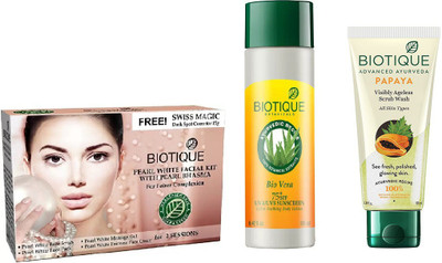 BIOTIQUE BIO Bio Pearl White Facial Kit, Bio Vera 75+ Spf Sunscreen Ultra Soothing Body Lotion, Bio Papaya Exfoliating Face Wash(Set of 3)
BIOTIQUE BIO Bio Pearl White Facial Kit, Bio Vera 75+ Spf Sunscreen Ultra Soothing Body Lotion, Bio Papaya Exfoliating Face Wash(Set of 3)