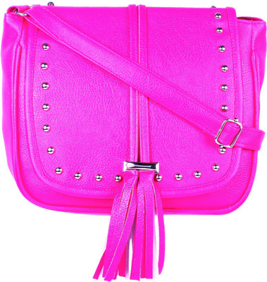 SARA Women Casual Pink PU Sling Bag