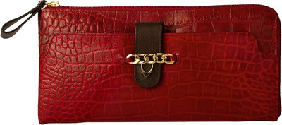 Hidesign Women Casual Red Genuine Leather Wallet(1 Card Slot)