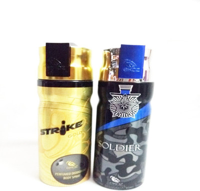 EKOZ STRIKE GOLD AND SOLDIER Perfume Body Spray - For Men & Women(400 ml, Pack of 2)
EKOZ STRIKE GOLD AND SOLDIER Perfume Body Spray - For Men & Women(400 ml, Pack of 2)